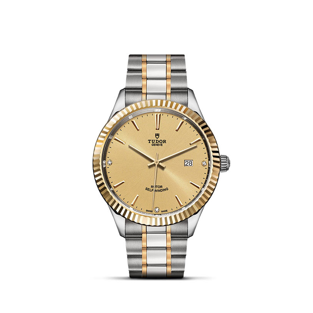 Tudor Style 41mm Champagne diamond dial Steel and Yellow Gold Bracelet