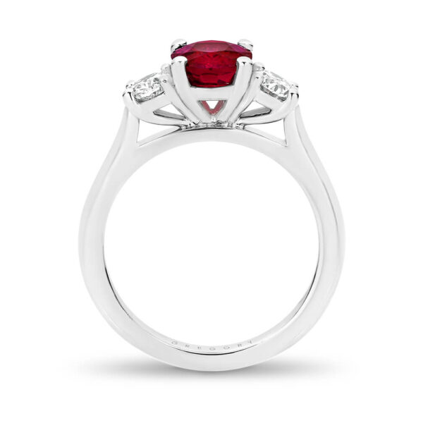 Oval Mozambique Ruby and Diamond Trilogy Ring