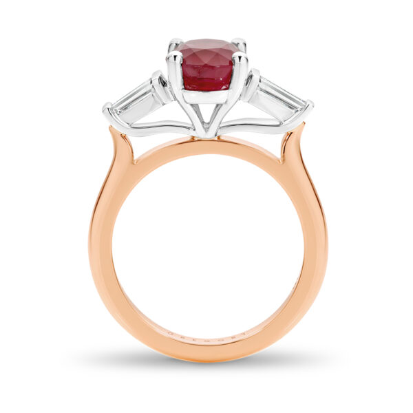 Oval Ruby and Diamond Trilogy Ring