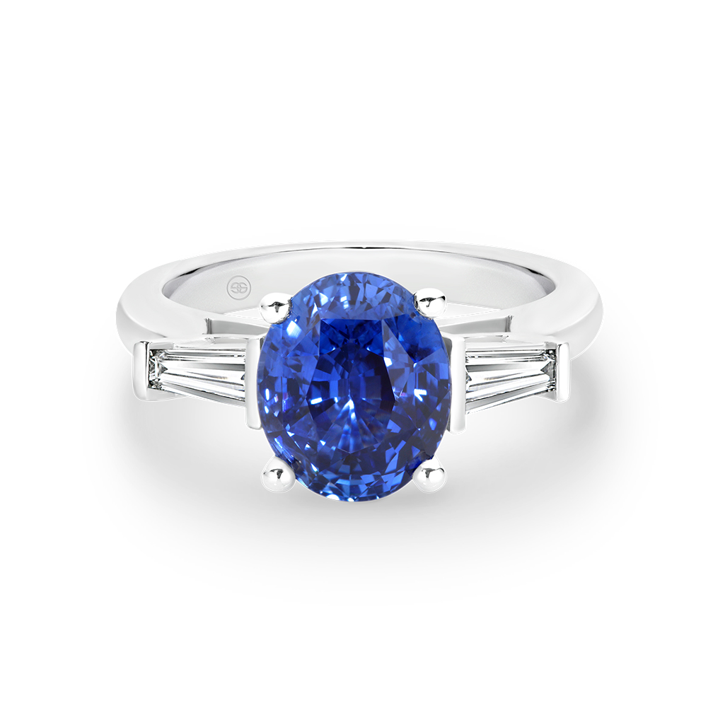 Oval Sapphire and Diamond Trilogy Ring