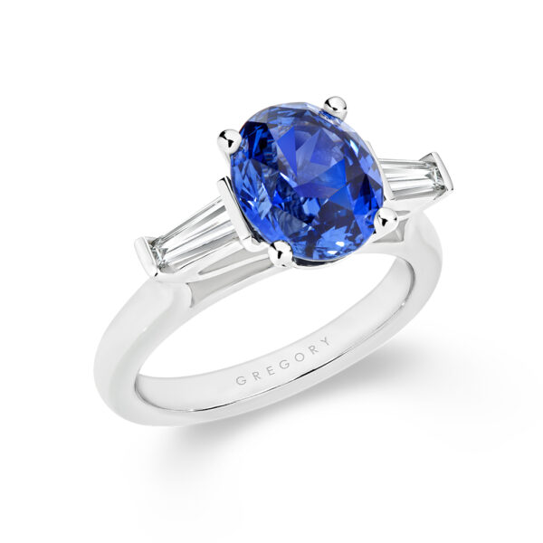 Oval Sapphire and Diamond Trilogy Ring | E952