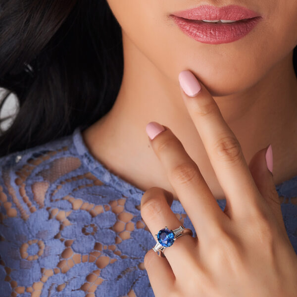 Oval Sapphire and Diamond Trilogy Ring | E952