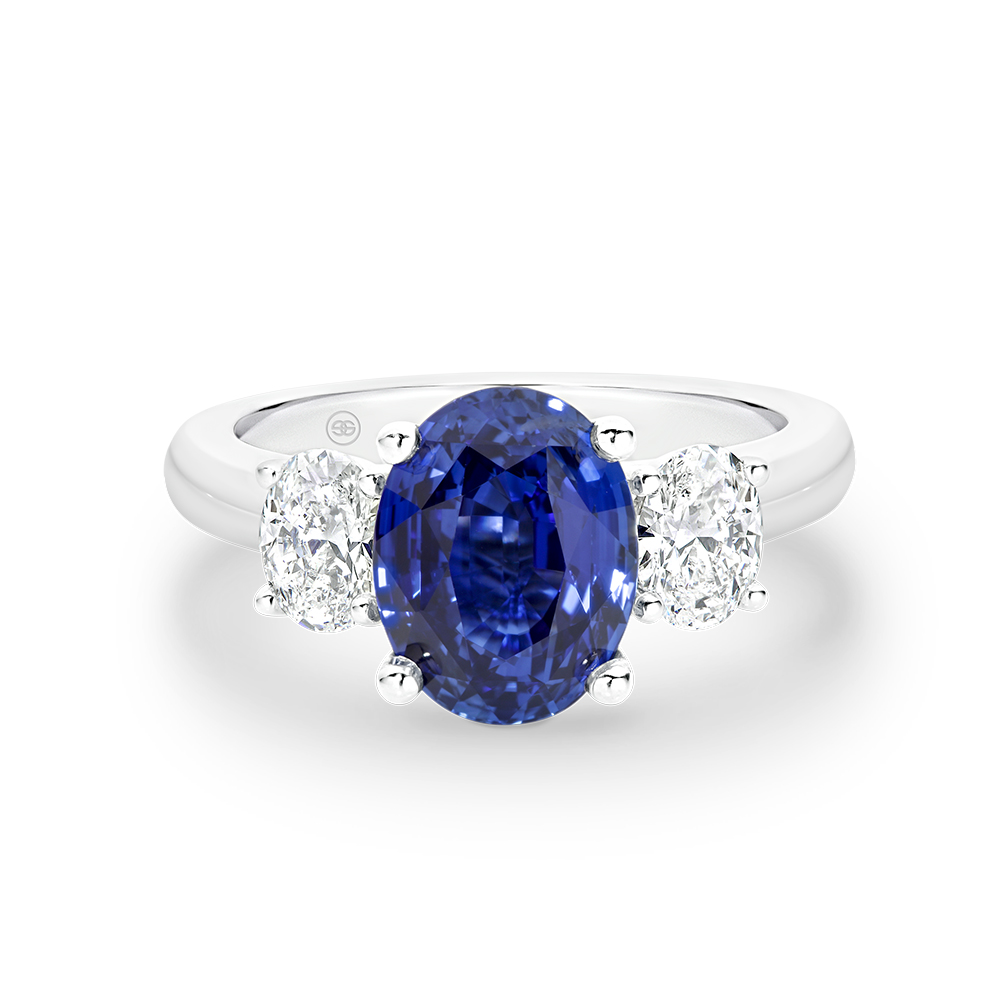 Oval Sapphire and Diamond Trilogy Ring