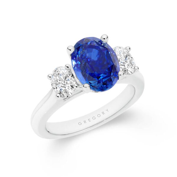 Oval Sapphire and Diamond Trilogy Ring
