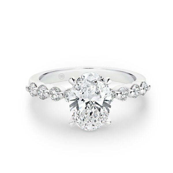 Oval Shape Diamond Band Engagement Ring