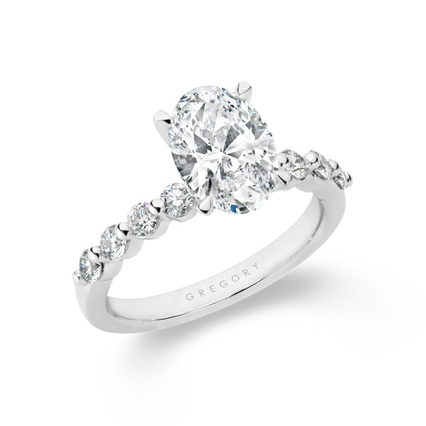 Oval Shape Diamond Band Engagement Ring