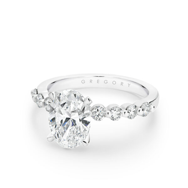 Oval Shape Diamond Band Engagement Ring