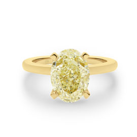 Oval Shape Solitaire Yellow Diamond Engagement Ring