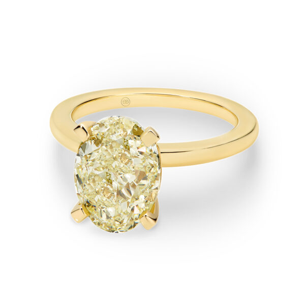 Oval Shape Yellow Solitaire Diamond Engagement Ring