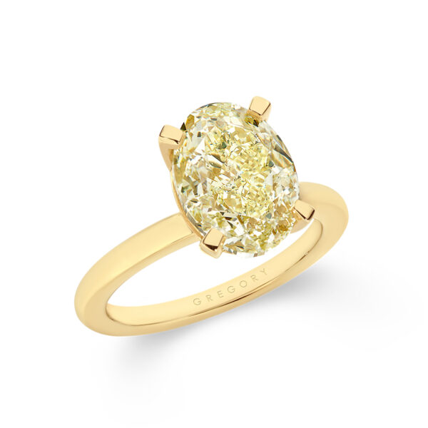 Oval Shape Yellow Solitaire Diamond Engagement Ring