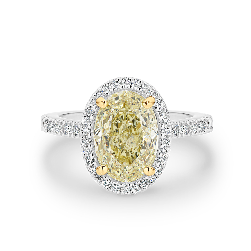 Oval Yellow Halo Diamond Engagement Ring