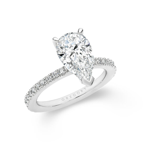 Pear Shape Diamond Band Engagement Ring