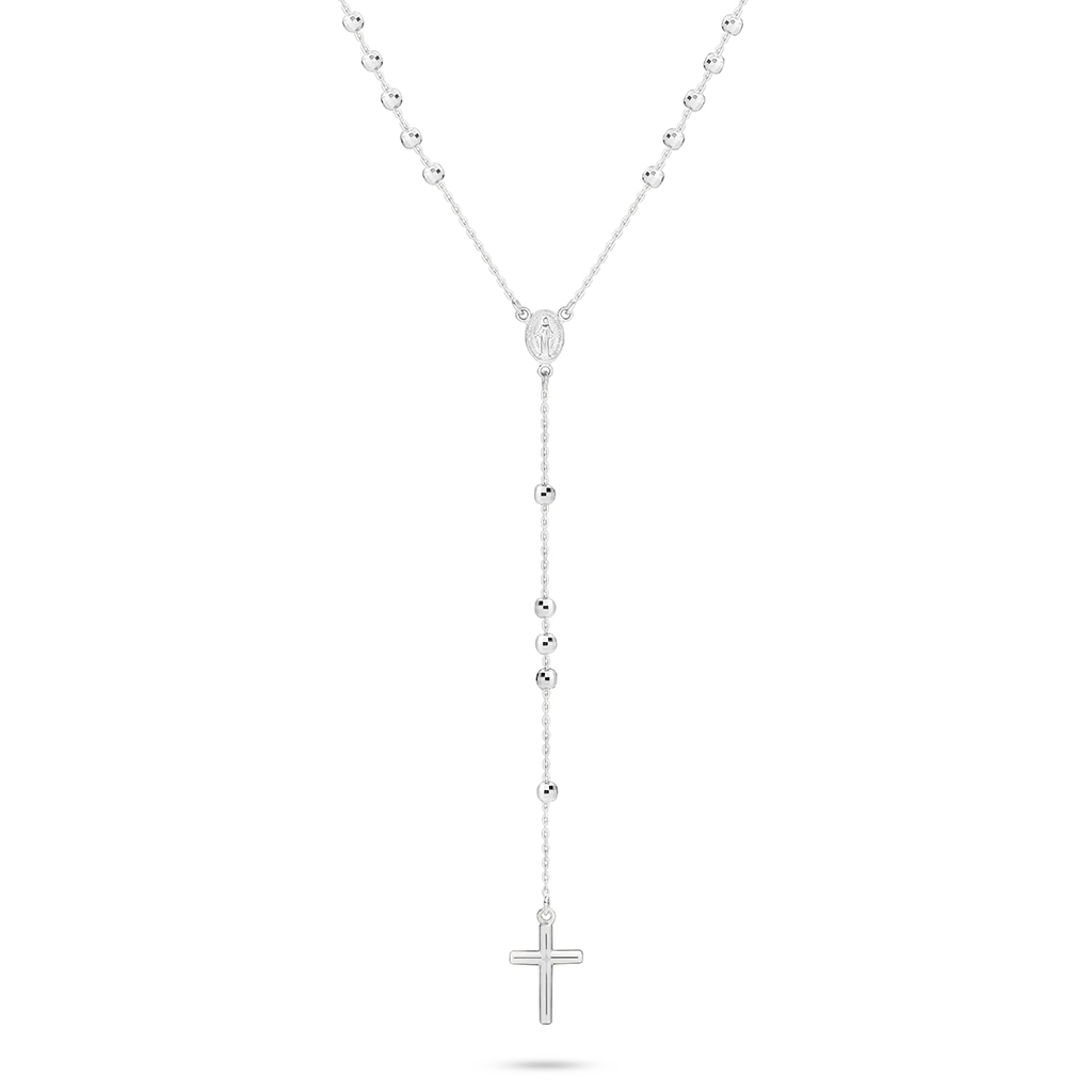 18K White Gold Rosary Bead Necklace - Gregory Jewellers
