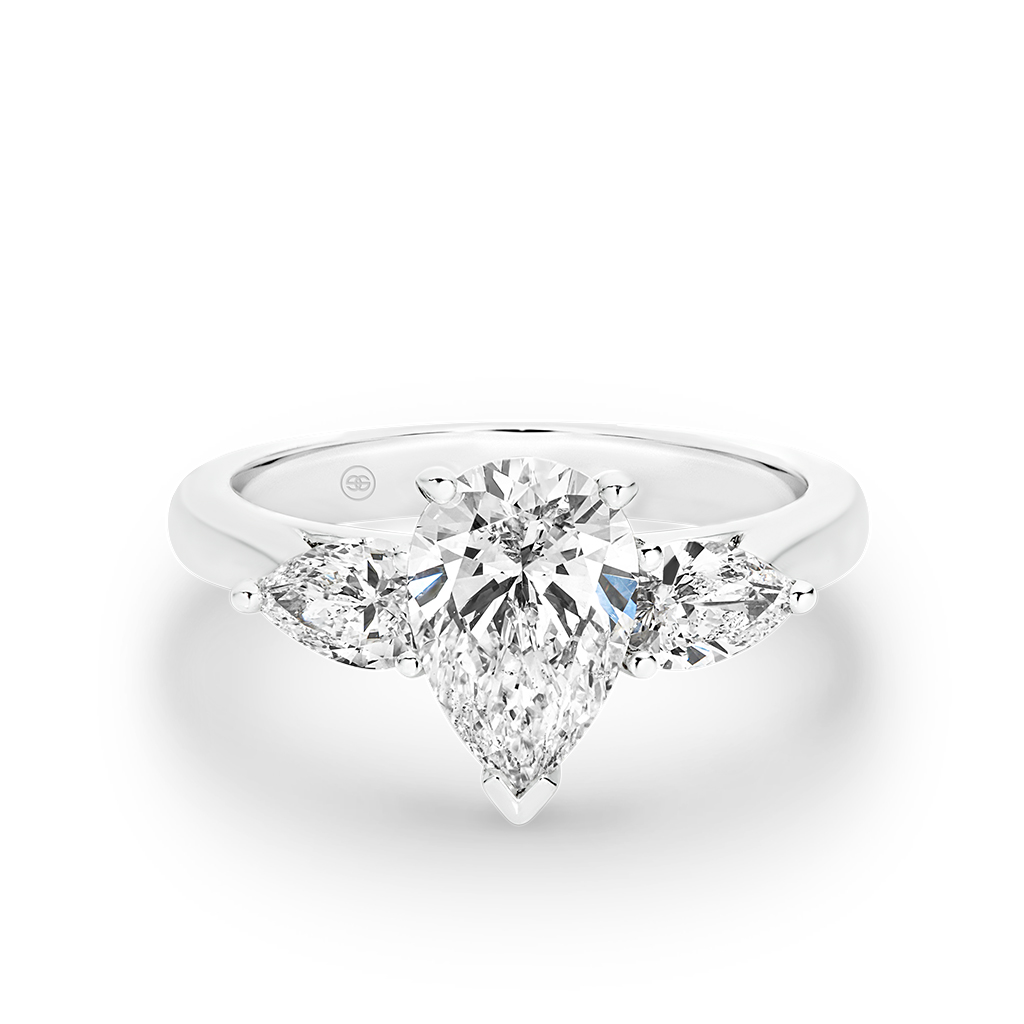 Trilogy Pear Shape Diamond Engagement Ring