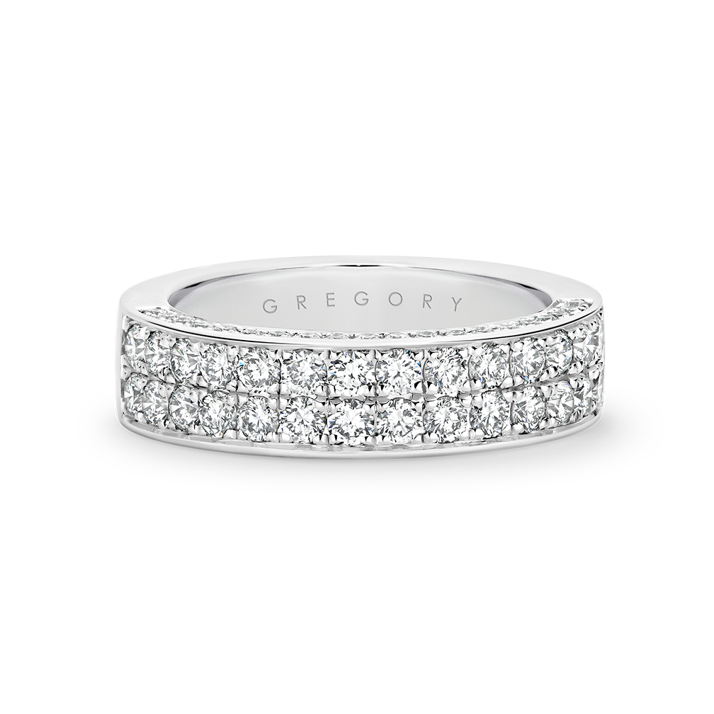 Two Row Diamond Pave Dress Ring