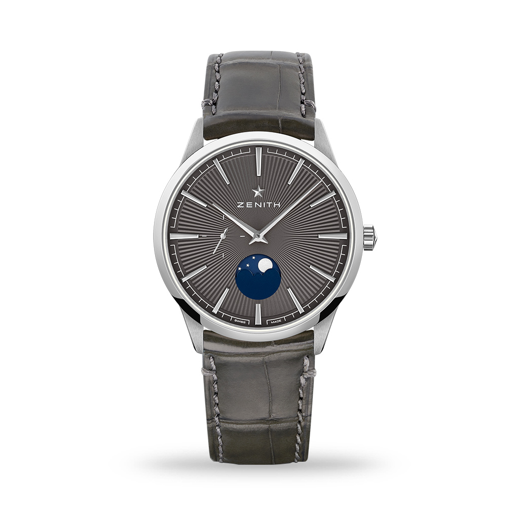 Zenith Elite Moonphase 40mm Grey Leather Strap