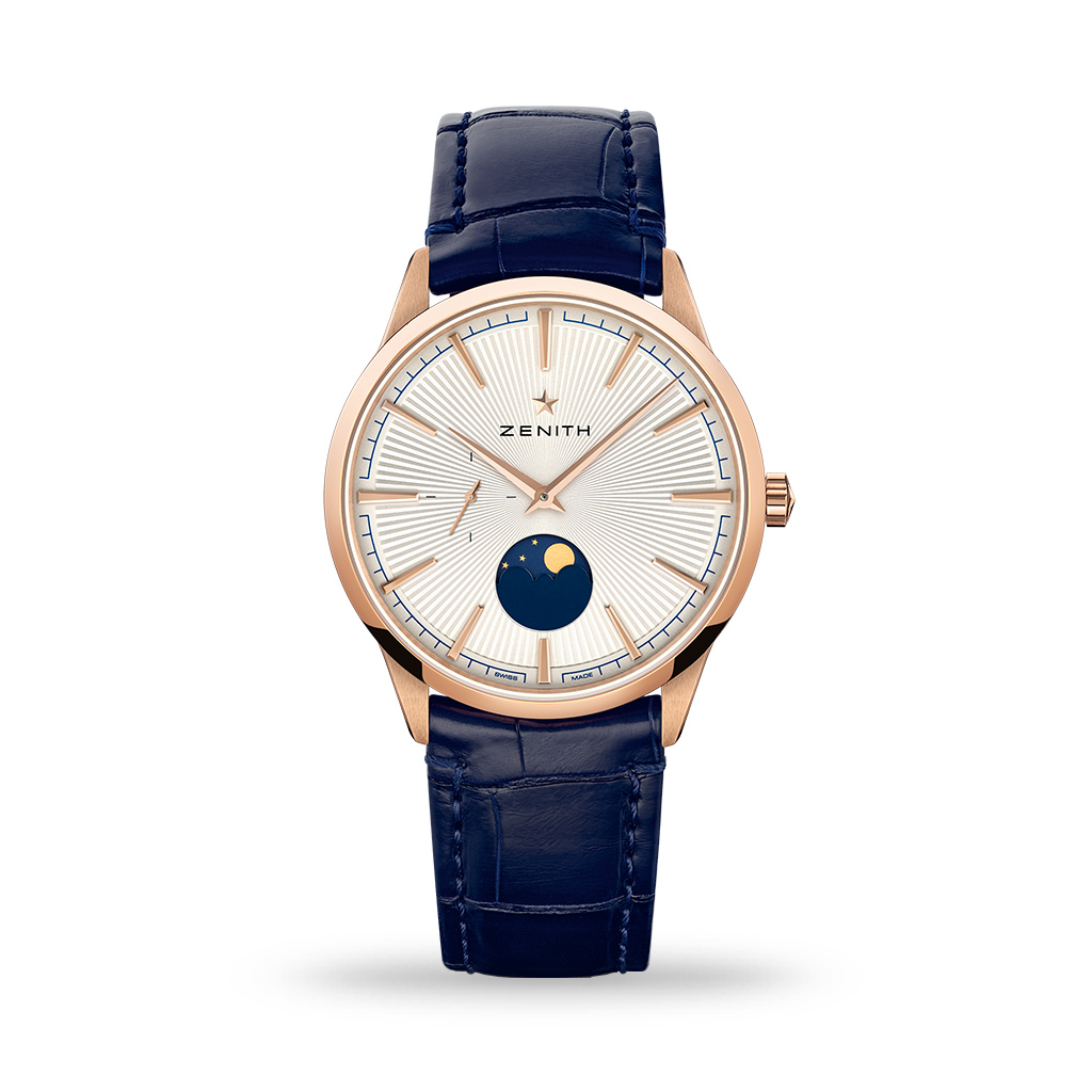 Zenith Elite Moonphase 40mm Blue Leather Strap