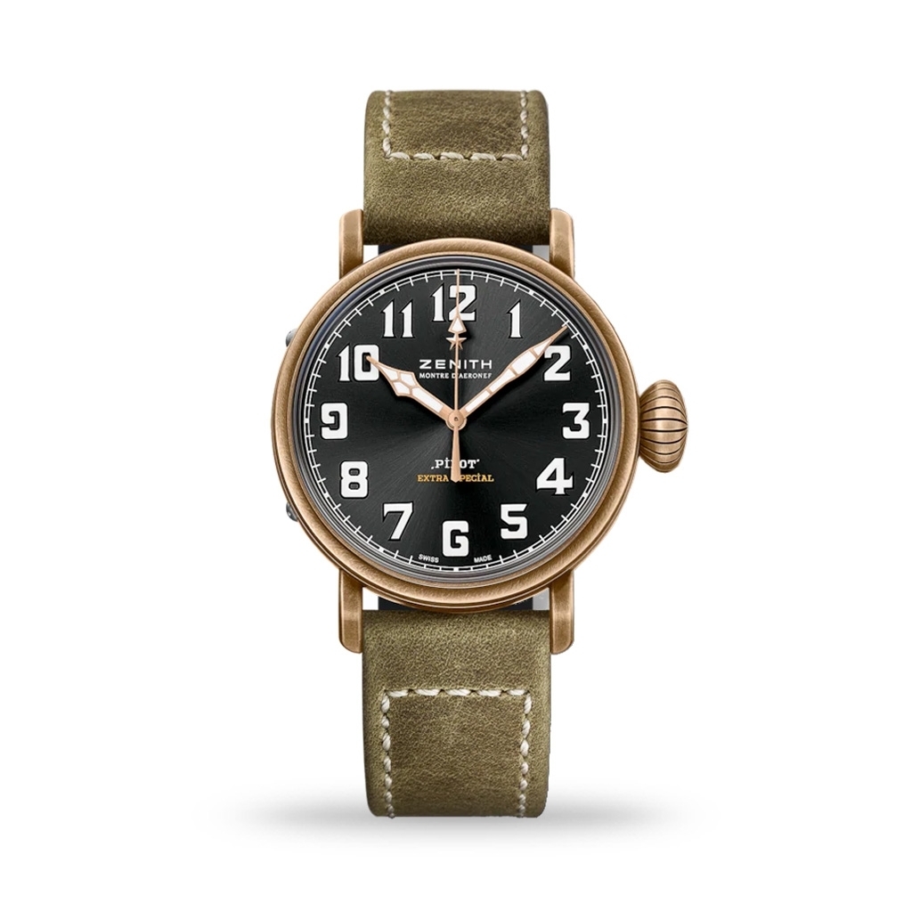 Zenith Pilot Type 20 Bronze 40mm Black Dial Leather Strap