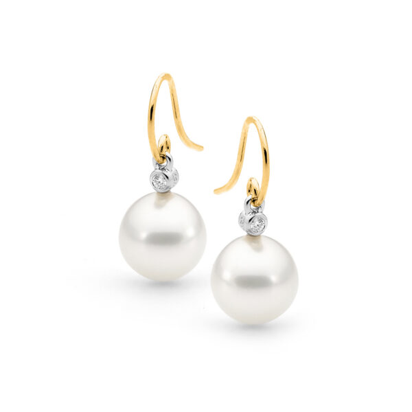 Allure South Sea Pearl French Hook Diamond Earrings E39Y09W