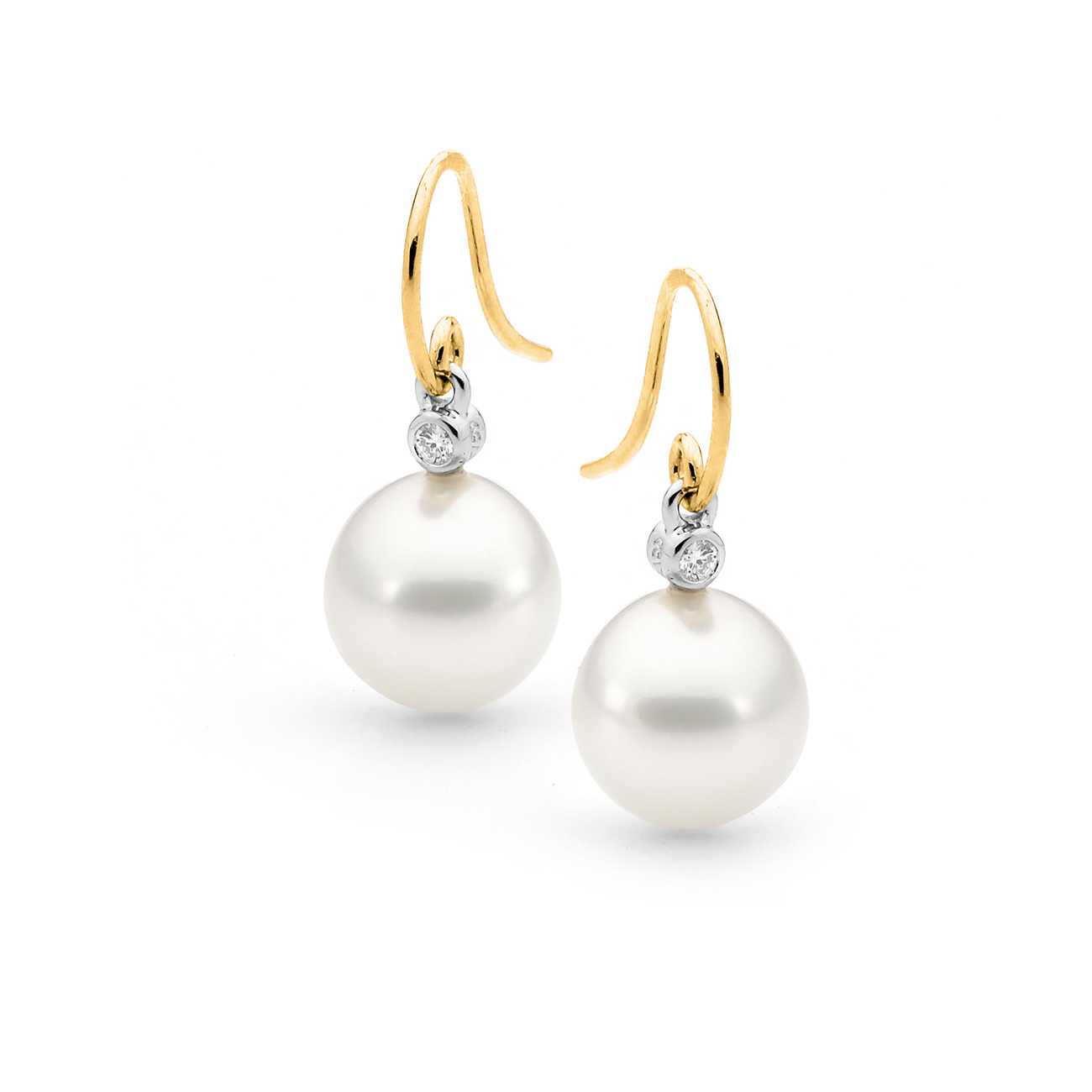 Allure South Sea Pearl French Hook Diamond Earrings
