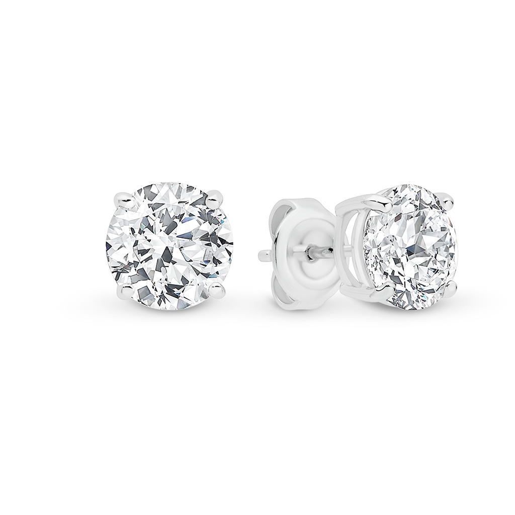 Cubic Zirconia Silver Four Claw Grand Harlow Earrings