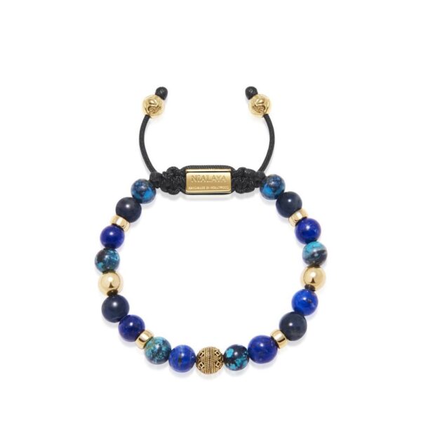 Men's Beaded Bracelet with Blue Lapis, Blue Dumortierite and Bali Turquoise | MBG8_010