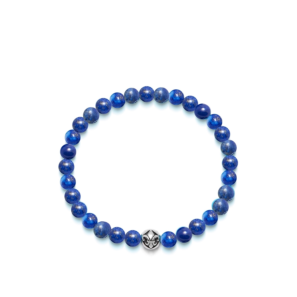 Nialaya Men&#8217;s Wristband with Blue Lapis and Silver