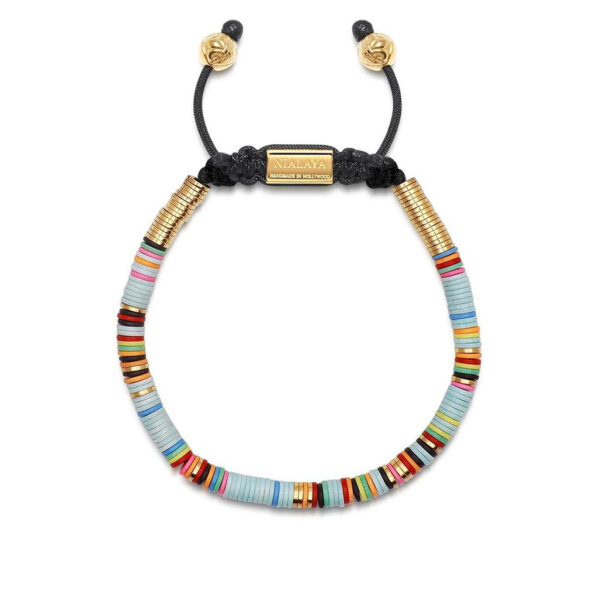 Nialaya The Tulum Collection - Light Blue Disc Beads and Gold