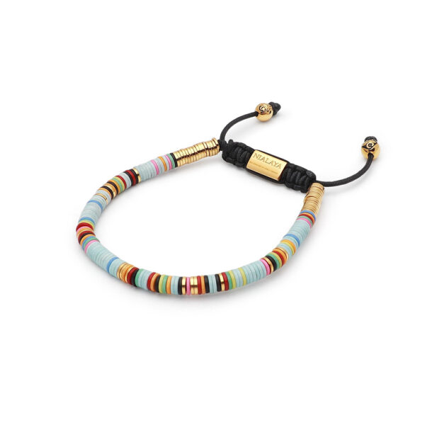 Nialaya The Tulum Collection - Light Blue Disc Beads and Gold