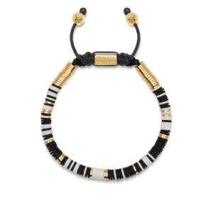 Nialaya The Tulum Collection - Black and White Disc Beads and Gold