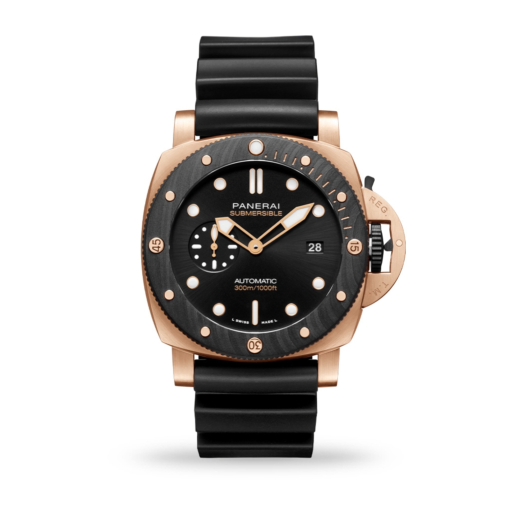 Panerai Submersible Goldtech™ OroCarbo 44mm Rubber Strap