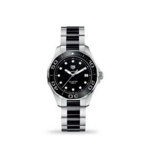 TAG Heuer Aquaracer Quartz, diamond-adorned, all-black dial, 35mm bracelet | WAY131C.BA0913