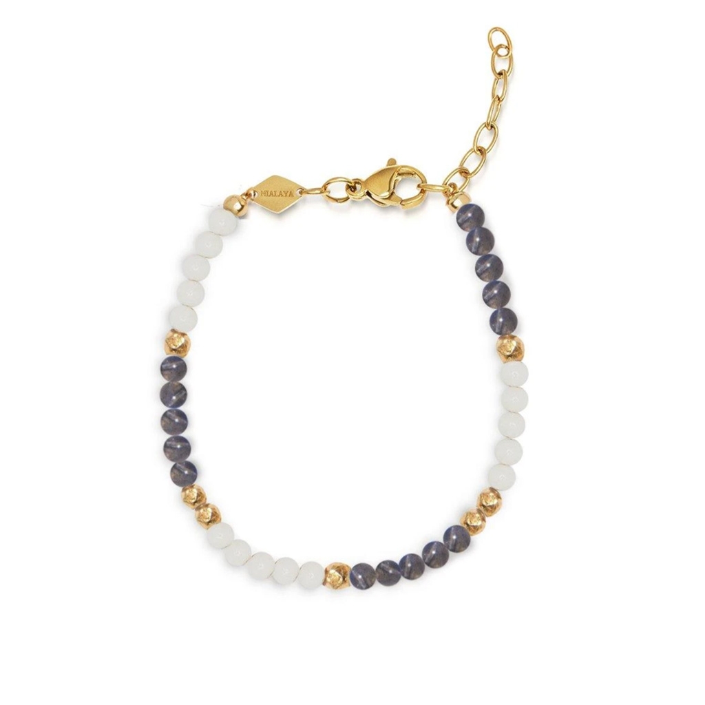 Nialaya Women&#8217;s Beaded Bracelet with White Coral and Labradorite