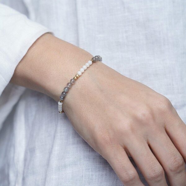 Nialaya Women's Beaded Bracelet with White Coral and Labradorite | WB4_006