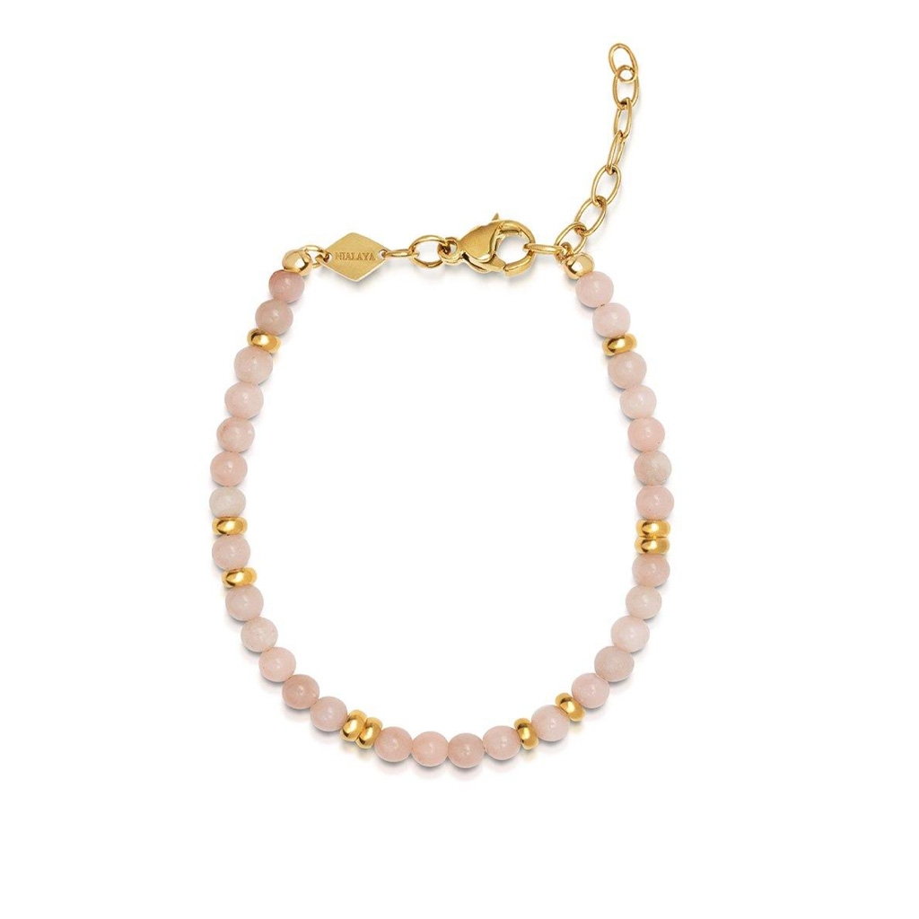 Nialaya Women&#8217;s Beaded Bracelet with Pink Opal