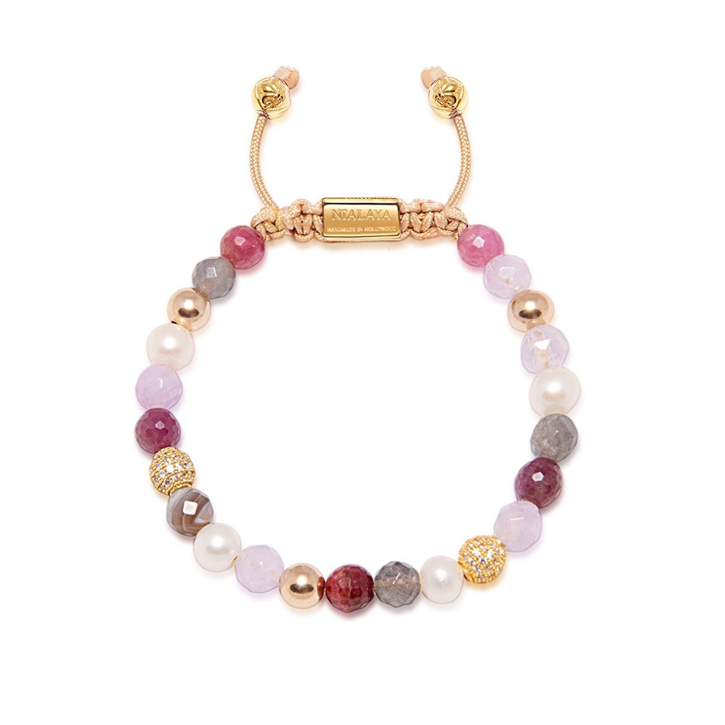 Nialaya Women&#8217;s Beaded Bracelet with Cherry Quartz, Amethyst Lavender, Pearls and Labradorite