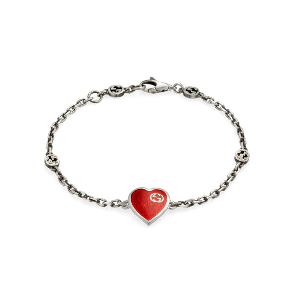 Gucci Heart Silver Bracelet with Interlocking G YBA645546001