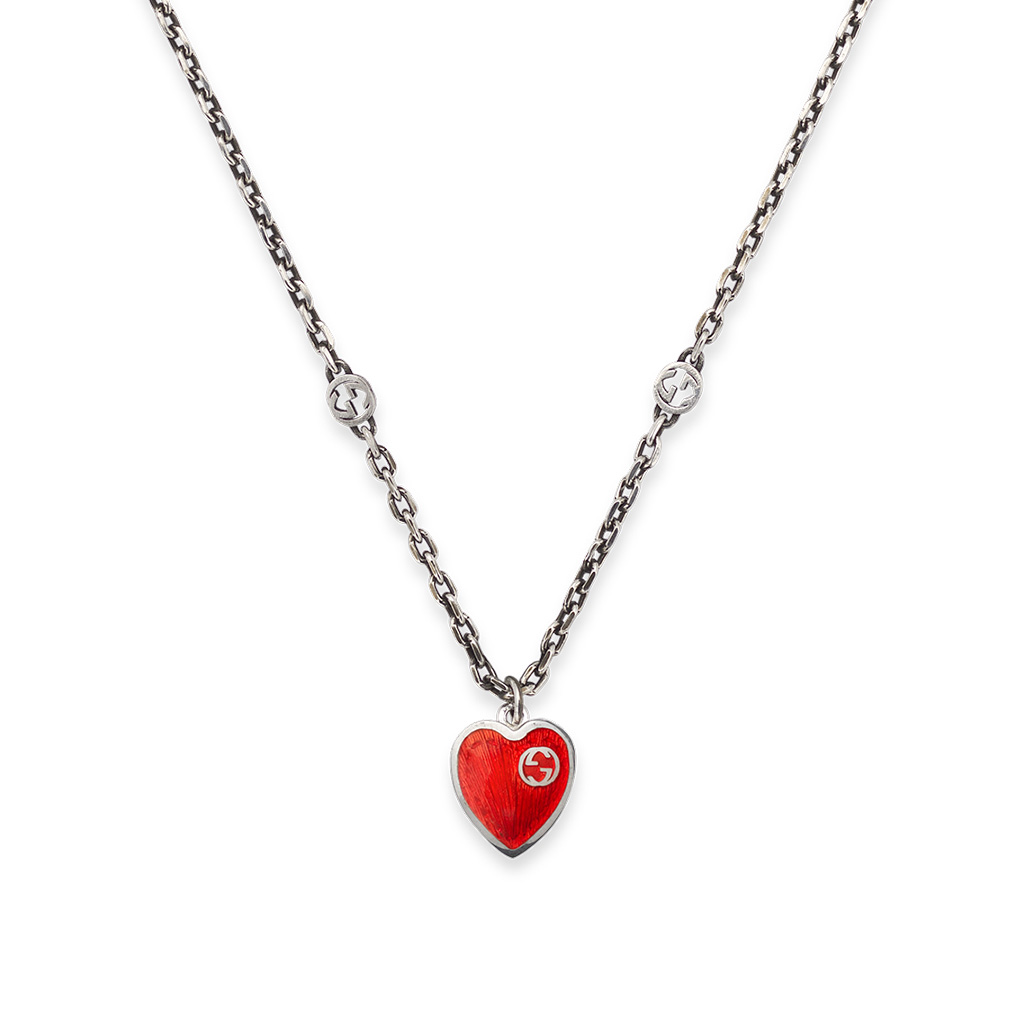 gucci silver heart necklace