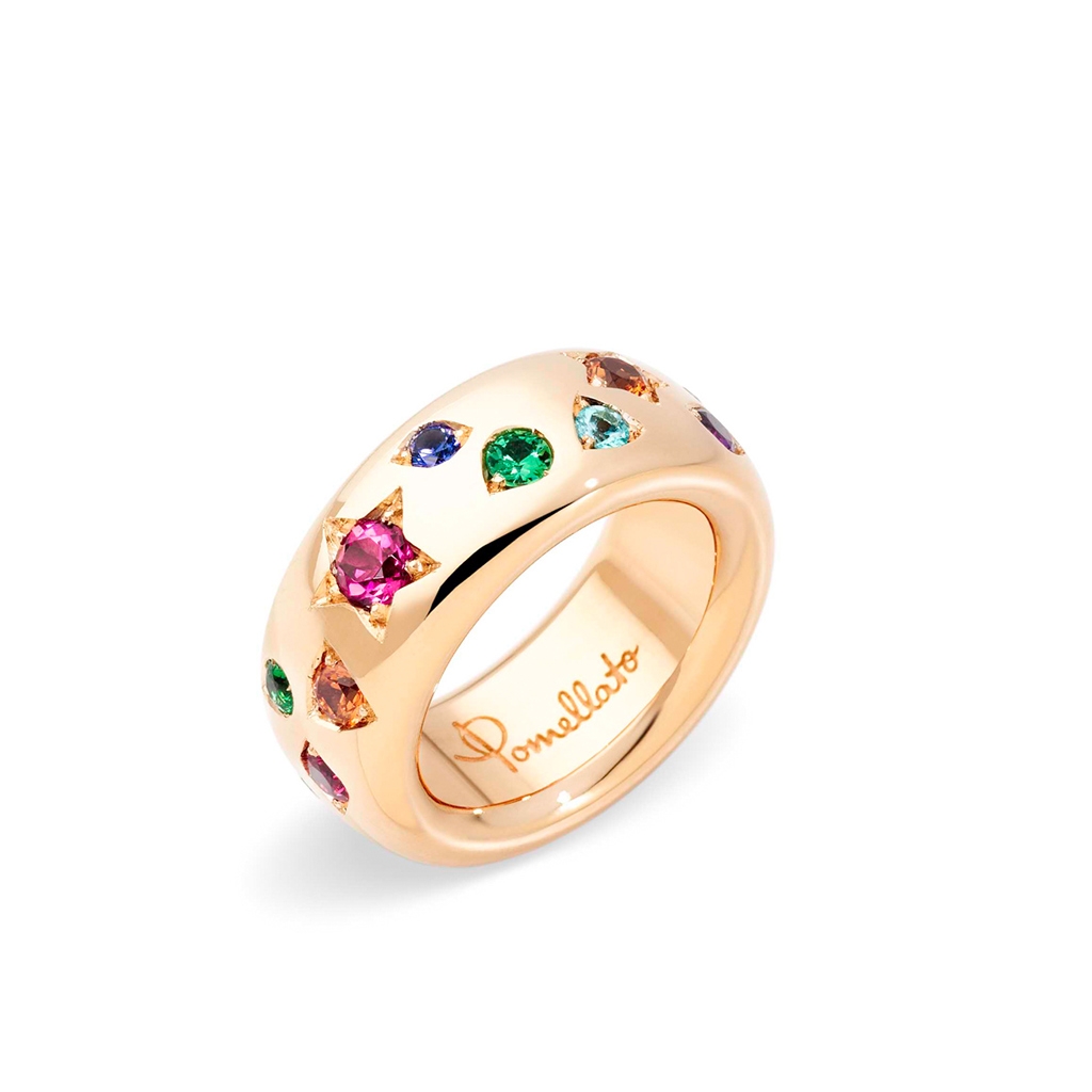 Pomellato Classic Iconica Rose Gold Mix Gems Band