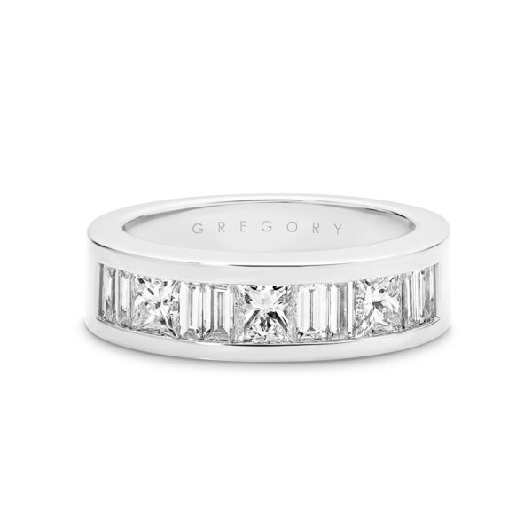 Princess & Baguette Channel Set Diamond Dress Ring | B548 WG
