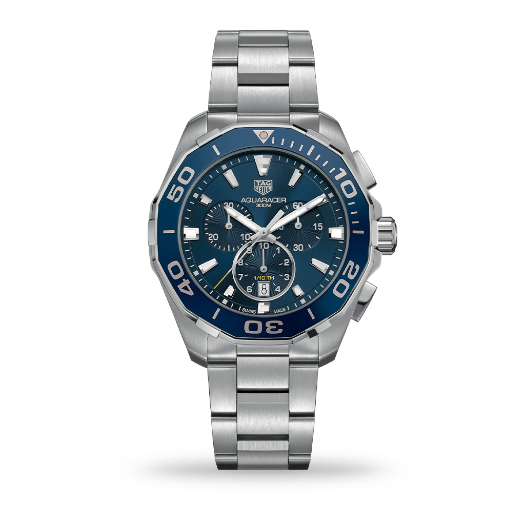 TAG Heuer Aquaracer Quartz Chronograph Blue Dial 43mm Bracelet