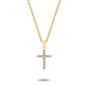 Claw Set Small Pointed Diamond Cross Pendant Yellow Gold | L590YG