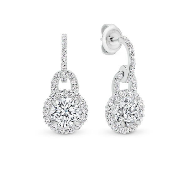 Leyla Rose Cubic Zirconia Silver Round Halo Sarah Rose Earrings | LR-ED86