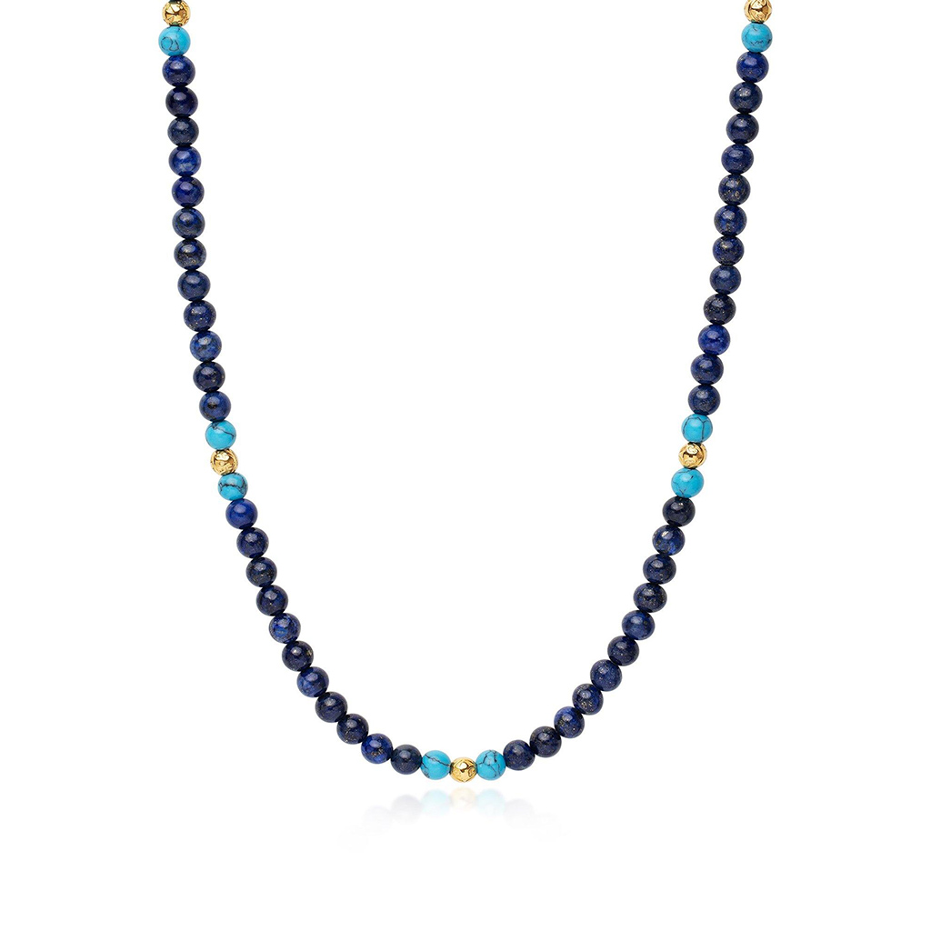 Nialaya Beaded Necklace with Blue Lapis and Bali Turquoise
