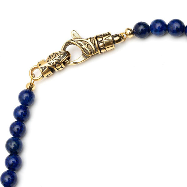 Nialaya Beaded Necklace with Blue Lapis, Bali Turquoise and Gold | MNEBAS_053