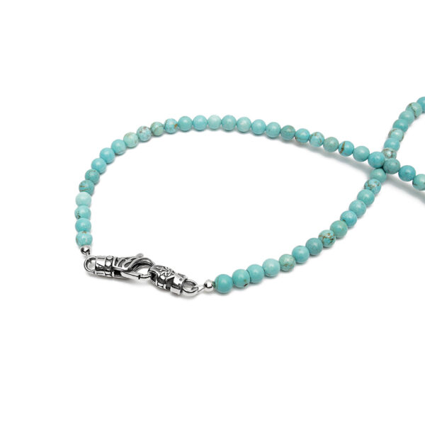 Nialaya Men's Beaded Necklace With Turquoise and Silver | MNEBAS_080