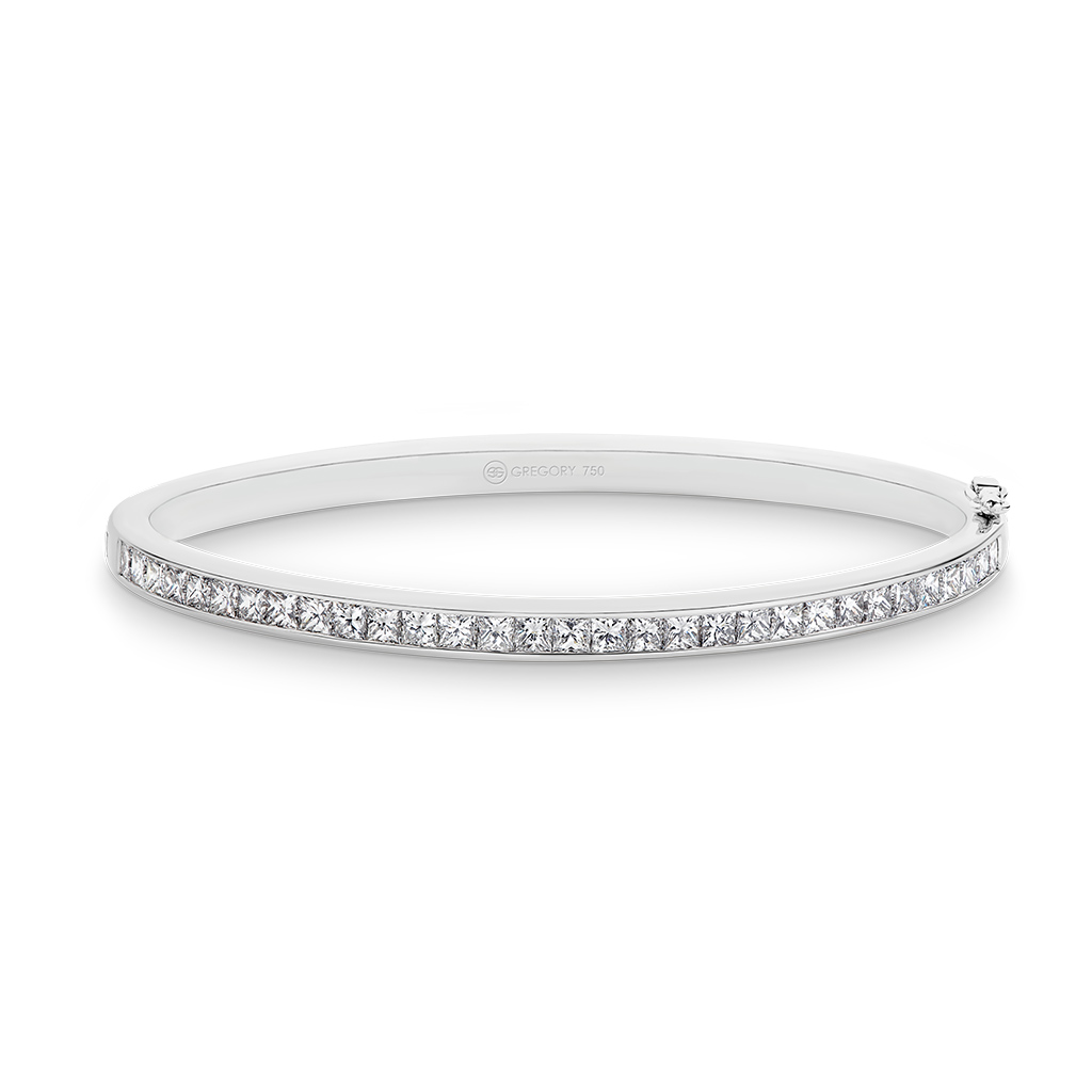 Princess Cut Channel Set Diamond Bangle