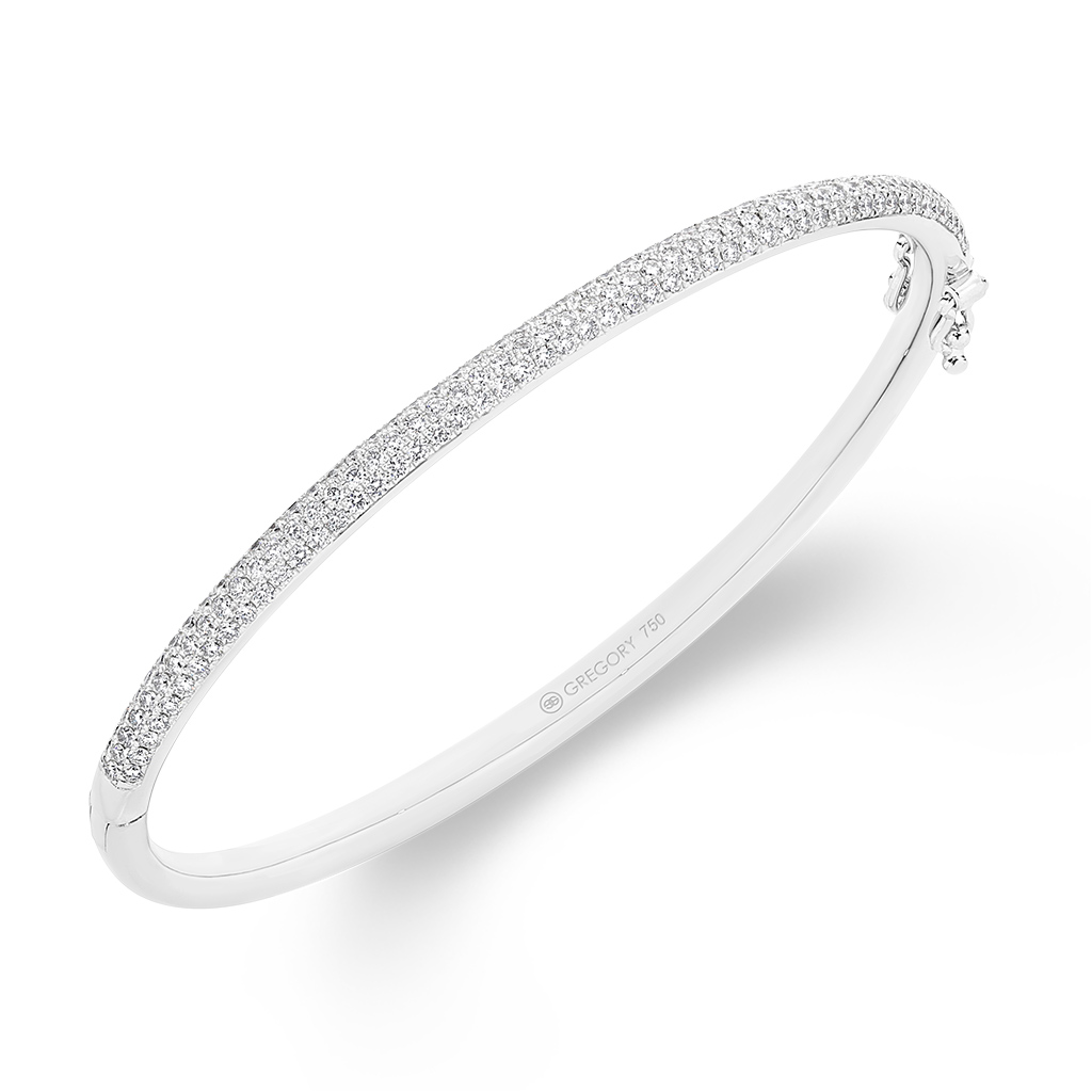 Round Brilliant Pave Set Diamond Bangle - Gregory Jewellers