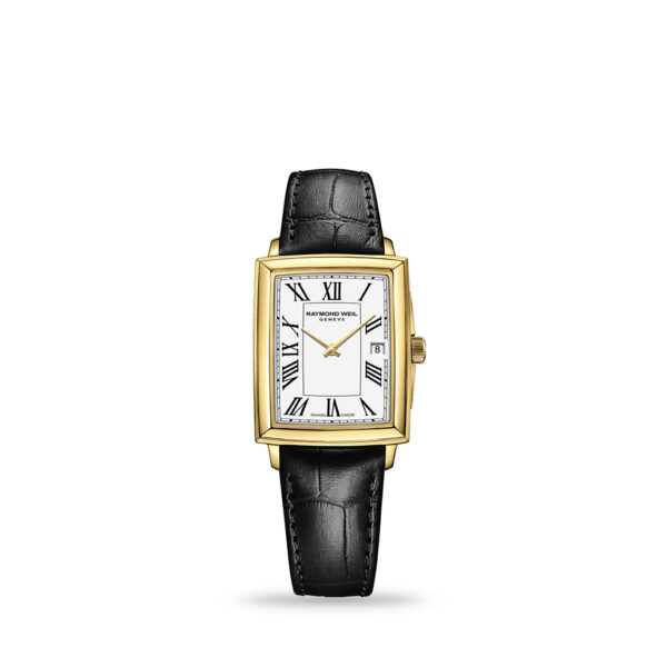 Raymond Weil Toccata Ladies Gold Quartz Watch. 23.4 x 34.6 mm, Gold PVD plating, White Dial with Roman Numeral indexes | 5925-PC-00300