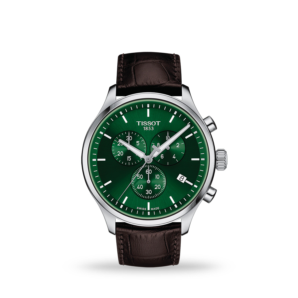 Tissot T-Sport Chrono XL Classic 45mm Green Dial Leather Strap